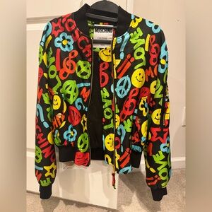 Moschino Multicolor Graphic Smiley Bomber Jacket
